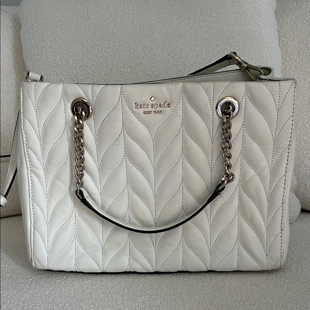 Kate Spade Cream Quilted Tote Bag
